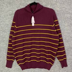 NEW Universal Standard Striped Turtleneck Sweater Burgundy Yellow Size XS‎